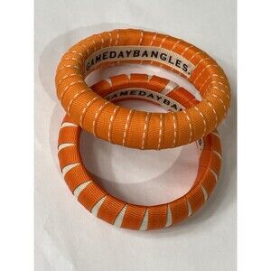 GAMEDAY BANGLES Orange Ribbon Wrapped Bangle Bracelet Lot Set 2 Skinny TN